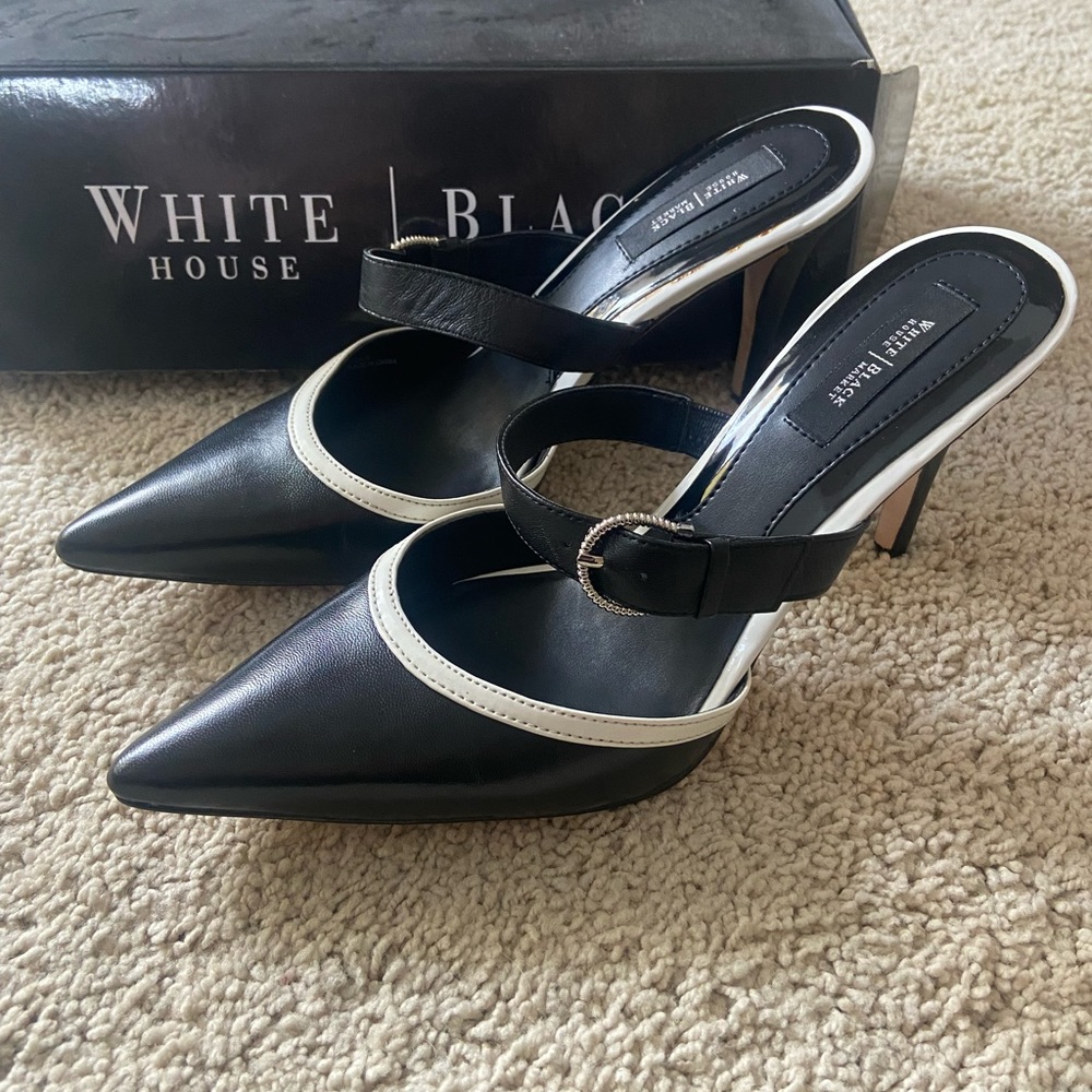 White House Black Market Black/White Heels